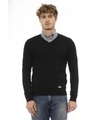 Schwarzer Policoro Pullover mit V-Ausschnitt
