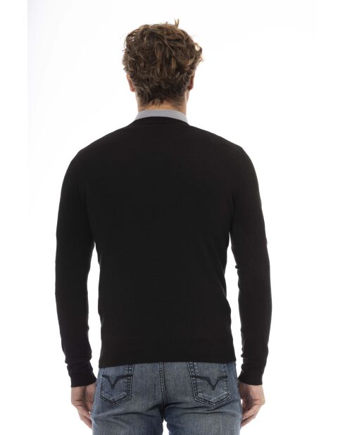Schwarzer Policoro Pullover mit V-Ausschnitt