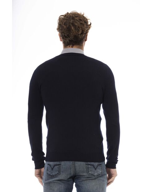 Policoro Pullover mit V-Ausschnitt mittelblau