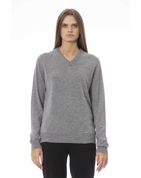 Volterra Grauer Melange-Pullover