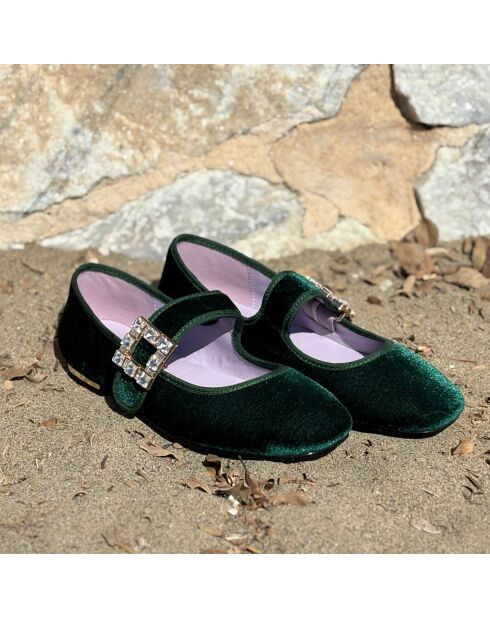 Ballerines Devur en velours vertes