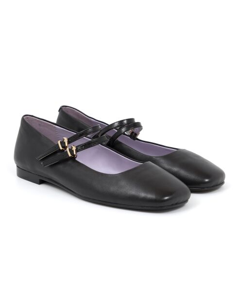 Ballerines Denise en cuir noires