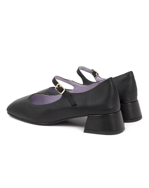 Dely zwarte leren ballerina's - Hak: 5 cm