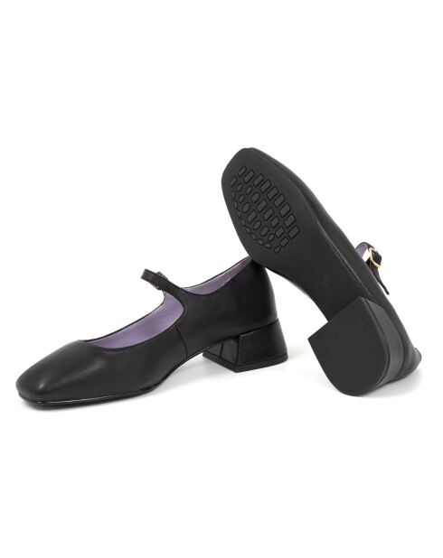 Dely zwarte leren ballerina's - Hak: 5 cm