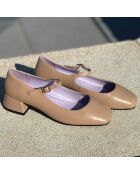 Ballerines Dely en cuir taupe - Talon : 5 cm