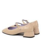 Ballerines Dely en cuir taupe - Talon : 5 cm