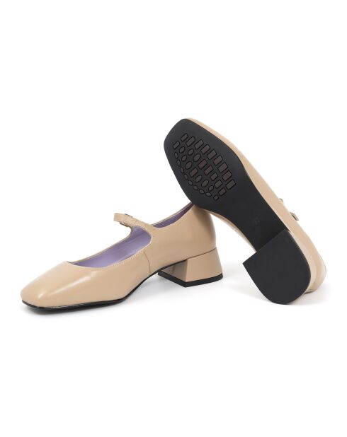 Ballerines Dely en cuir taupe - Talon : 5 cm