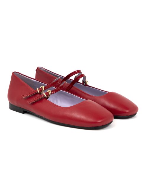 Ballerines Denise en cuir bordeaux