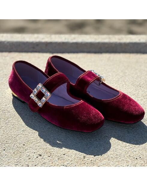 Ballerines Devur en velours bordeaux