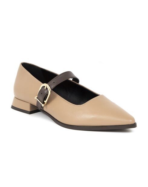 Ballerines Dory en cuir beiges