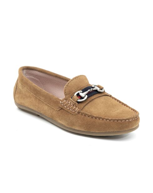 Sirak lichtbruine suède instappers