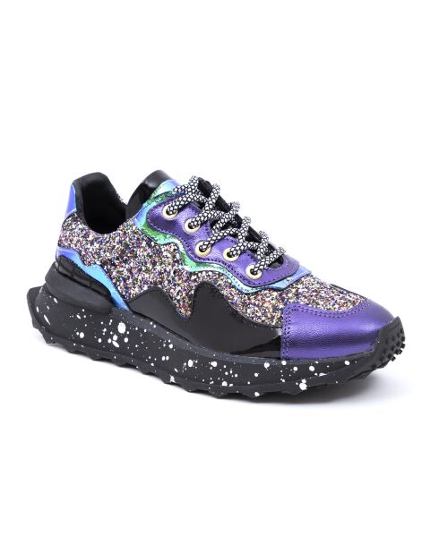 Paarse leren Glitz sneakers