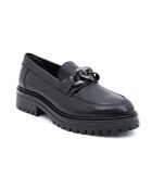 Schwarze Loafer aus Leder mit Kette