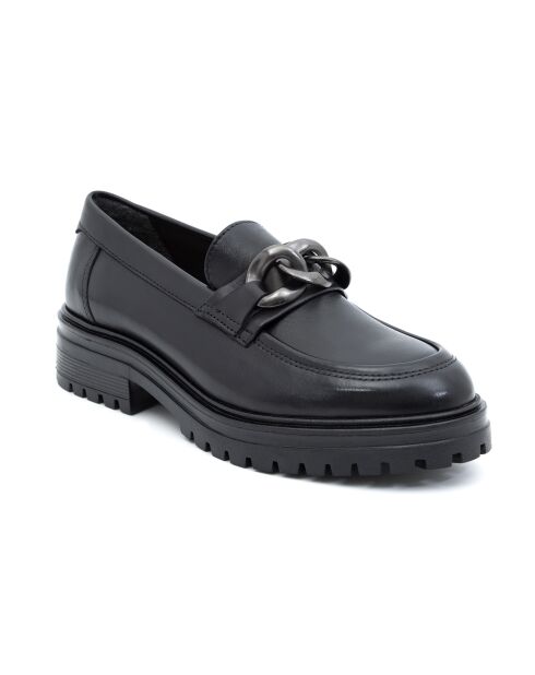 Schwarze Loafer aus Leder mit Kette