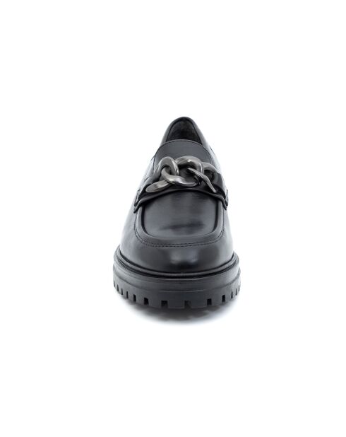 Schwarze Loafer aus Leder mit Kette