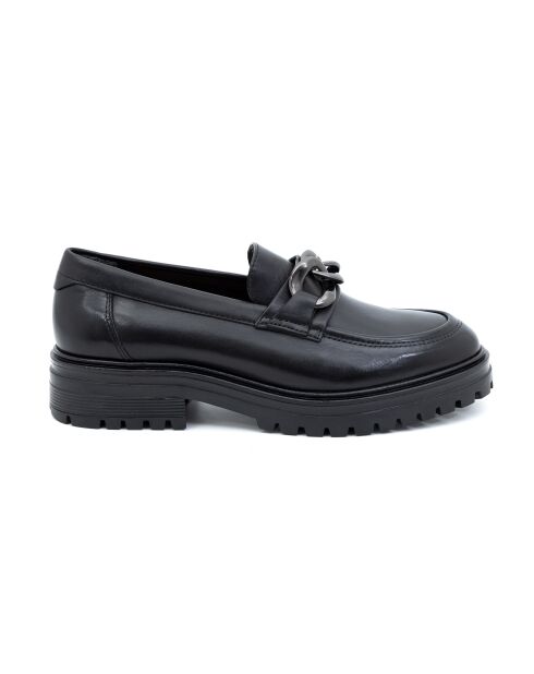 Schwarze Loafer aus Leder mit Kette