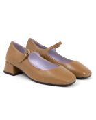 Beigefarbene Lederballerinas Dely - Absatz: 5 cm