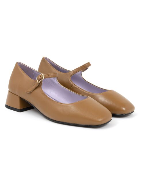 Beige leren ballerina's van Dely - Hak: 5 cm