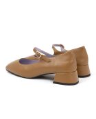 Beigefarbene Lederballerinas Dely - Absatz: 5 cm