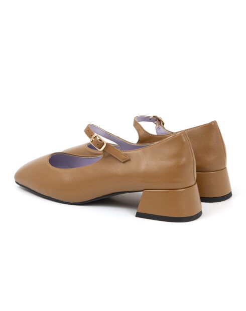 Beige leren ballerina's van Dely - Hak: 5 cm