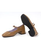 Beigefarbene Lederballerinas Dely - Absatz: 5 cm