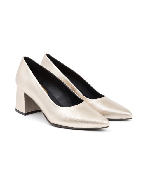 Escarpins Dalilia en cuir dorées - Talon : 5 cm