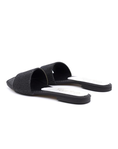 Schwarze Lederpantoletten Brit