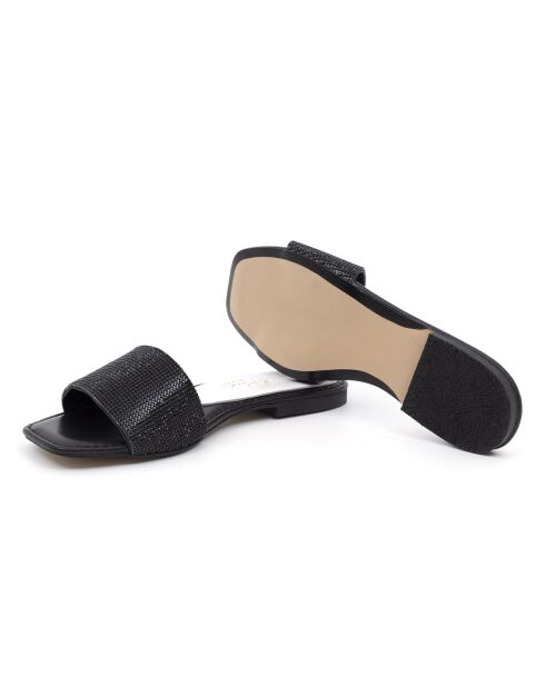 Schwarze Lederpantoletten Brit