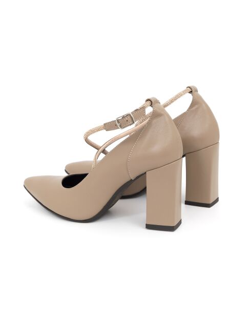 Escarpins Daisy en cuir beiges - Talon : 8 cm