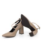 Escarpins Daisy en cuir beiges - Talon : 8 cm