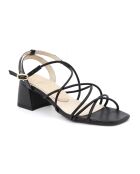 Leuke zwarte leren sandalen - Hak: 6 cm