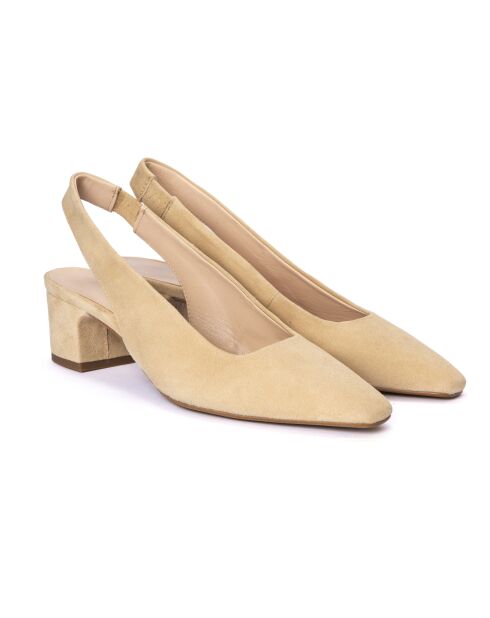 Escarpins Saso en daim beiges - Talon : 6 cm
