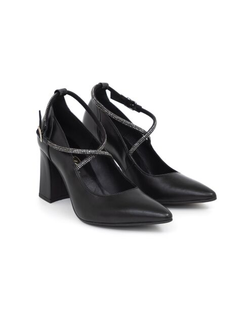 Escarpins Daisy en cuir noirs - Talon : 8 cm