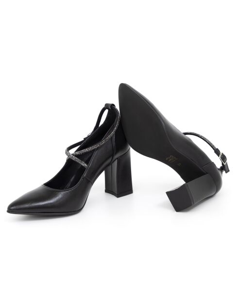 Escarpins Daisy en cuir noirs - Talon : 8 cm