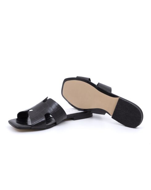 Schwarze Lederpantoletten Ibiza