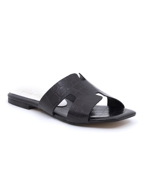 Schwarze Lederpantoletten Ibiza