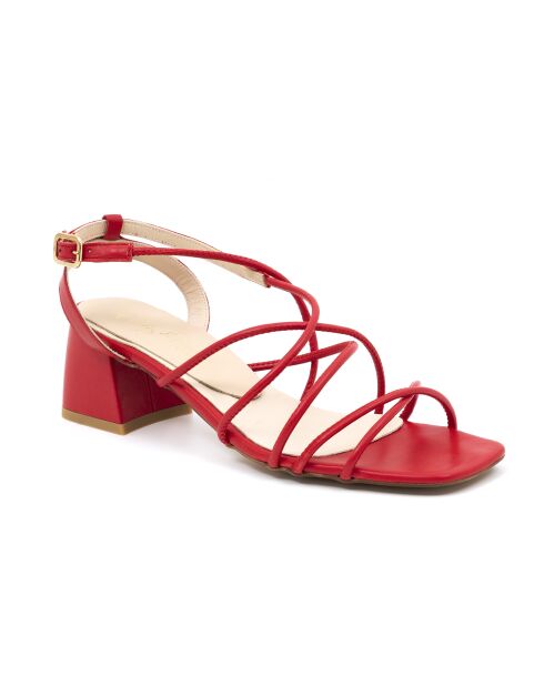 Leuke rode leren sandalen - Hak: 6 cm