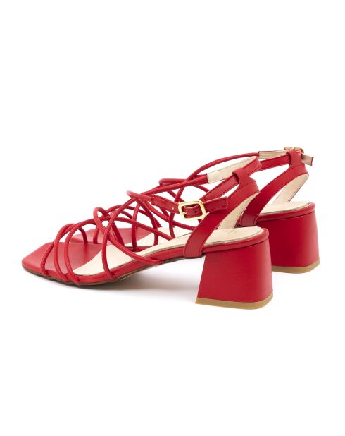 Leuke rode leren sandalen - Hak: 6 cm