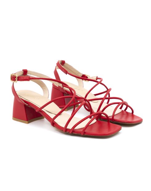 Leuke rode leren sandalen - Hak: 6 cm