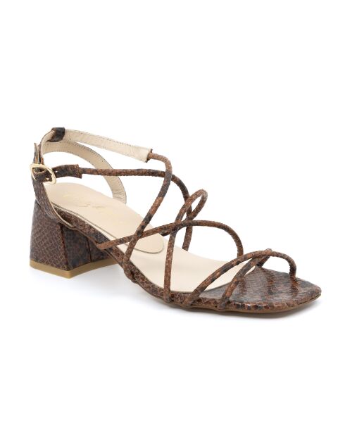Bonitas sandalias de piel marrón - Tacón: 6 cm