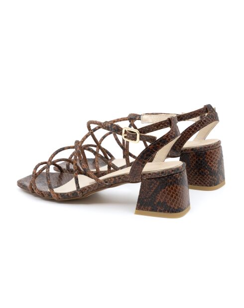 Bonitas sandalias de piel marrón - Tacón: 6 cm