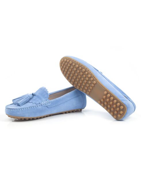Blaue Mokassins Serap aus Veloursleder