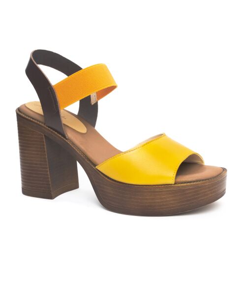 Gelbe Ledersandalen Lizy - Absatz: 9 cm