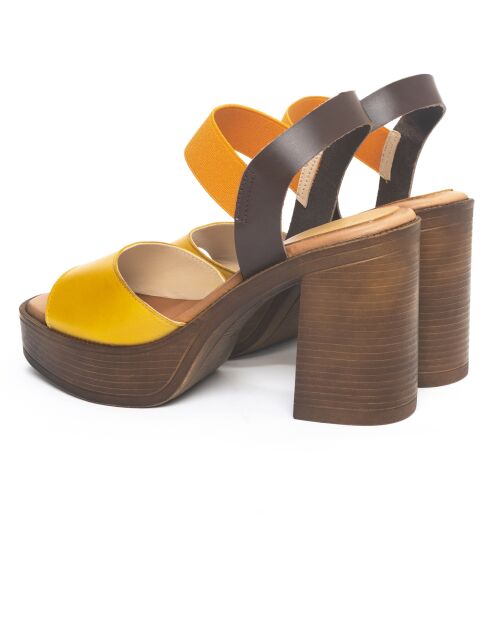 Gelbe Ledersandalen Lizy - Absatz: 9 cm