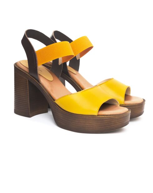 Gelbe Ledersandalen Lizy - Absatz: 9 cm