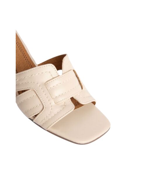 Mules Casanor en Cuir beiges - Talon : 5 cm