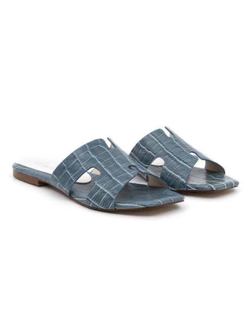 Mules Ibiza in pelle blu