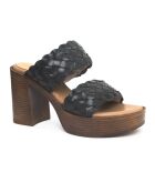 Lara zwarte leren muiltjes - Hak: 9 cm