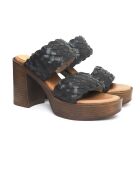 Lara zwarte leren muiltjes - Hak: 9 cm