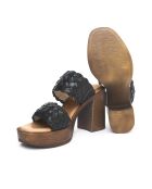 Lara zwarte leren muiltjes - Hak: 9 cm